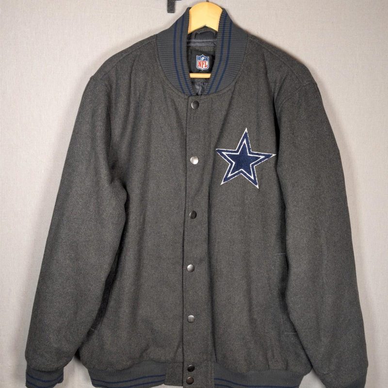 Dallas Cowboys NFL G-III Apparel Vintage Varsity Wool Jacket Large Grey