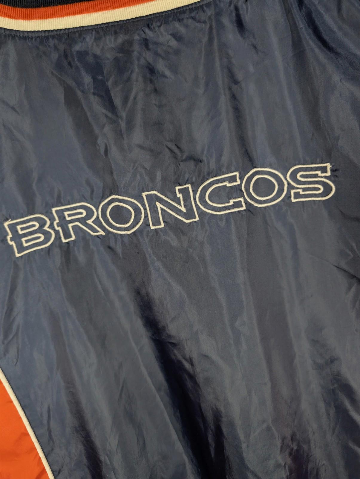 Vintage 00s Denver Broncos G-III NFL V Neck Pullover Jacket Navy Orange Large - Image 8