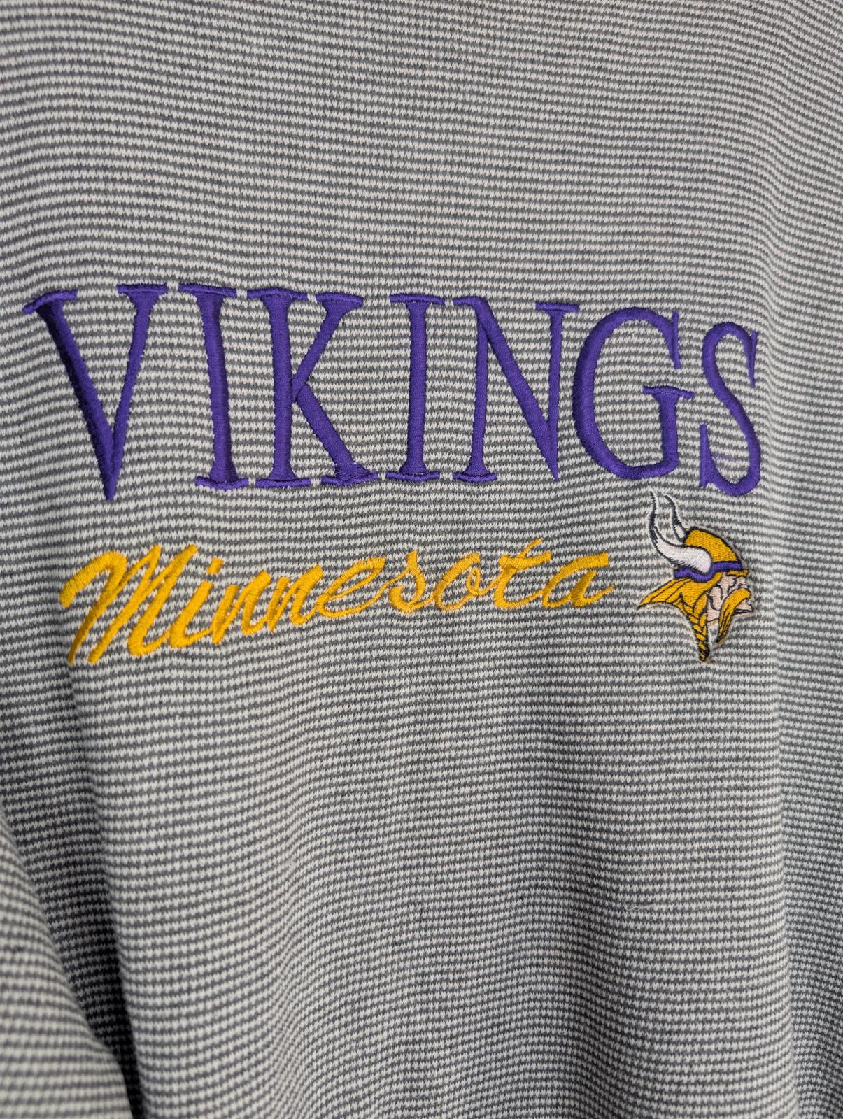 Logo 7 Game Day Minnesota Vikings NFL Sweatshirt XL Grey Vintage 90s - Image 2