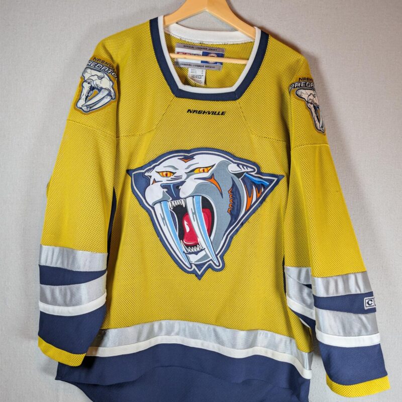CCM Nashville Predators Mustard Cat Alternate NHL Hockey Jersey Medium Yellow
