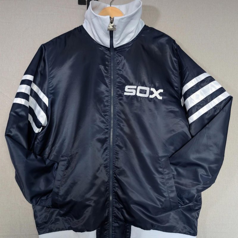 Vintage 90s Starter Chicago White Sox MLB Satin Jacket Large Navy Bomber Varsity