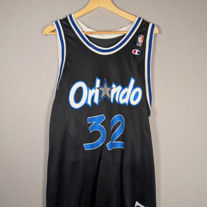 Champion Orlando Magic #32 Shaquille O'Neal NBA Jersey 44 Black Vintage 90s