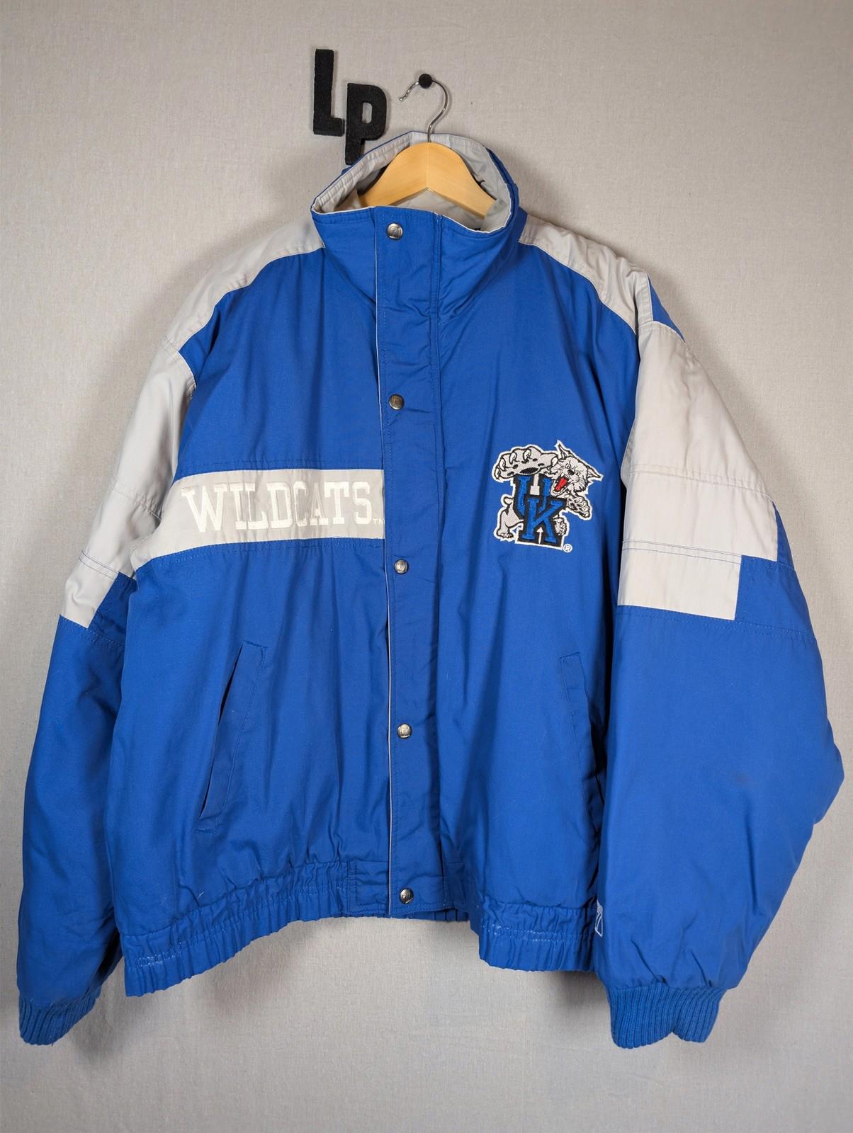 Logo 7 Kentucky Wildcats NCAA Puffer Jacket Large Blue Grey Vintage 90s