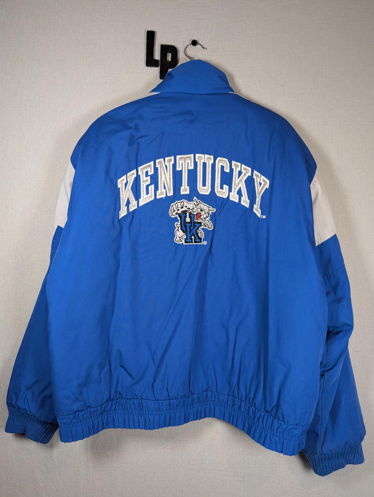 Logo 7 Kentucky Wildcats NCAA Puffer Jacket Large Blue Grey Vintage 90s - Image 2