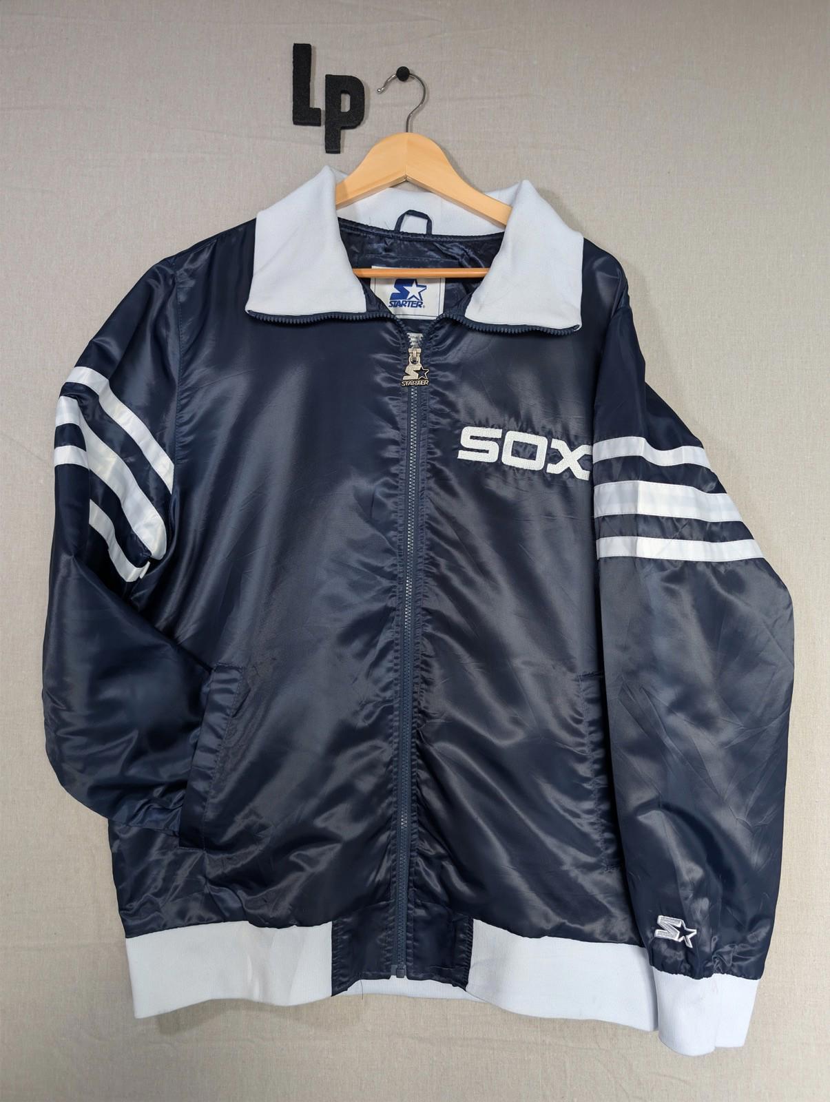 Vintage 90s Starter Chicago White Sox MLB Satin Jacket Large Navy Bomber Varsity - Image 2