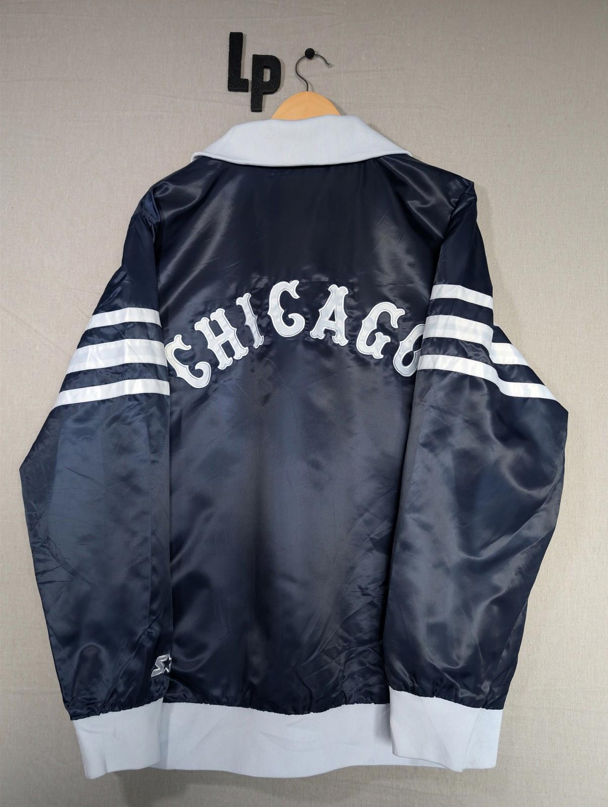 Vintage 90s Starter Chicago White Sox MLB Satin Jacket Large Navy Bomber Varsity - Image 8