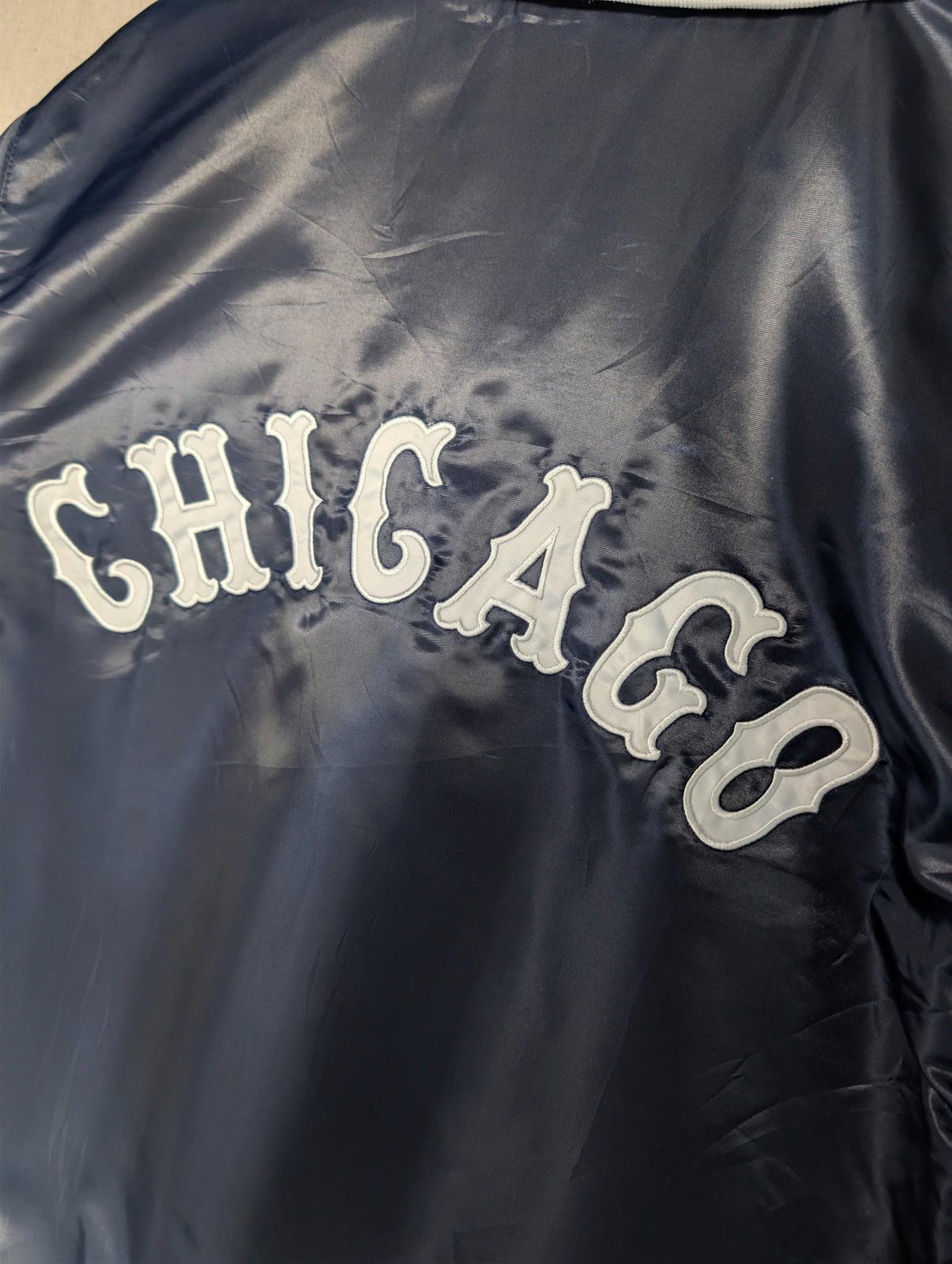 Vintage 90s Starter Chicago White Sox MLB Satin Jacket Large Navy Bomber Varsity - Image 9
