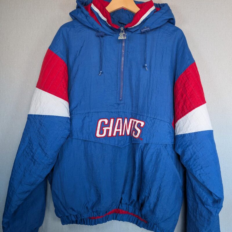 Starter New York Giants NFL Pullover Jacket XL Blue Vintage 90s