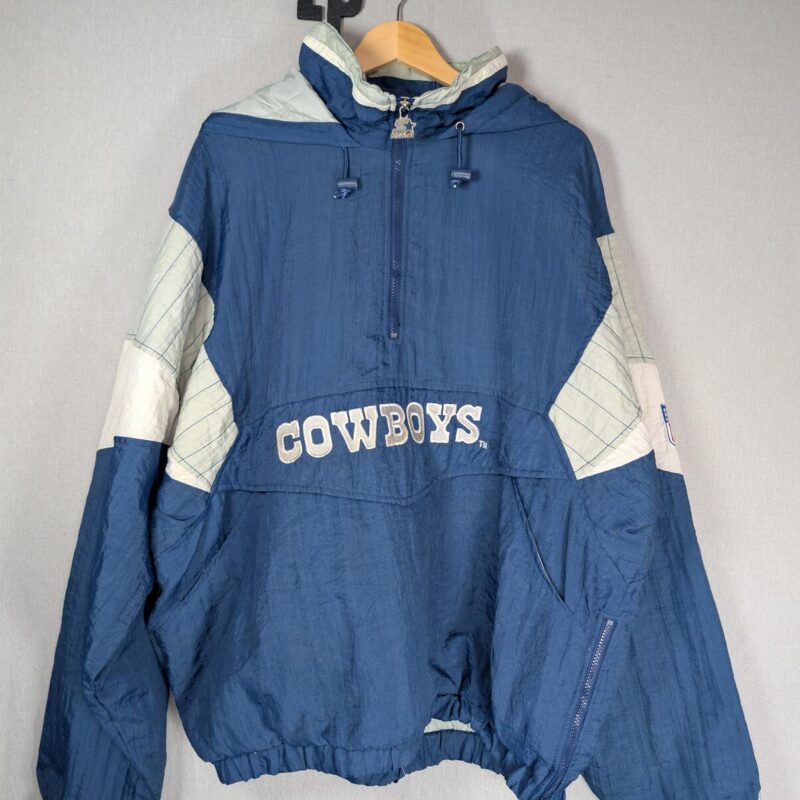 Starter Dallas Cowboys NFL Hooded Pullover Jacket XL Blue Vintage 90s