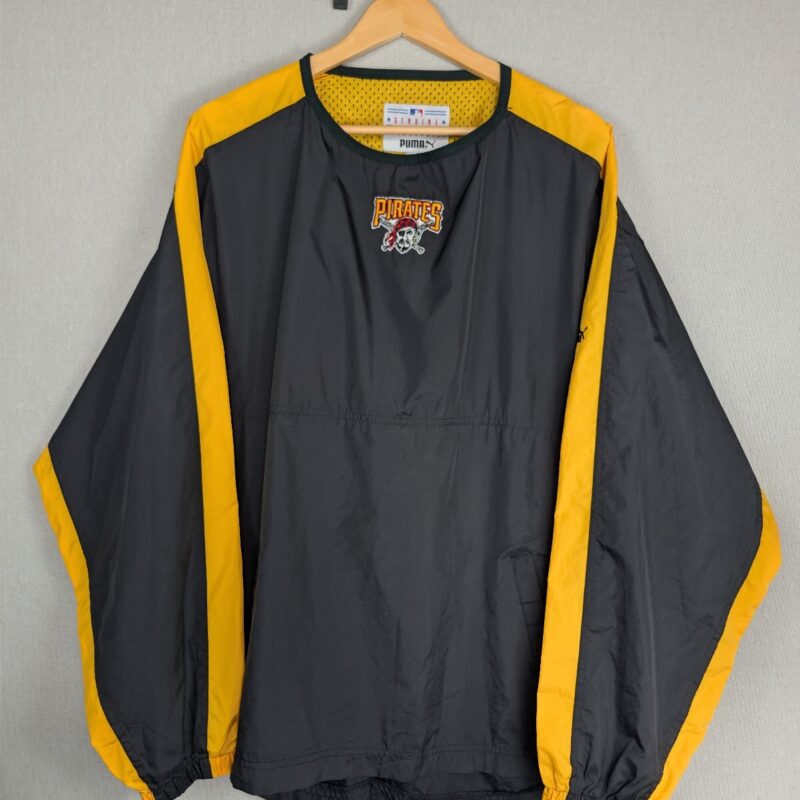 Puma Pittsburgh Pirates MLB Pullover Windbreaker Large Black Gold