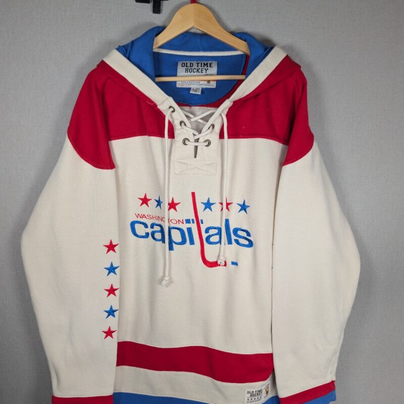 Old Time Hockey Washington Capitals NHL Size L Lace Up Hockey Hoodie