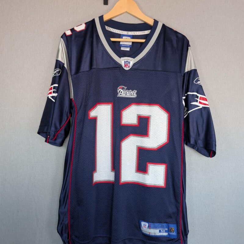 Reebok On Field New England Patriots NFL Tom Brady Jersey Medium Navy Vintage